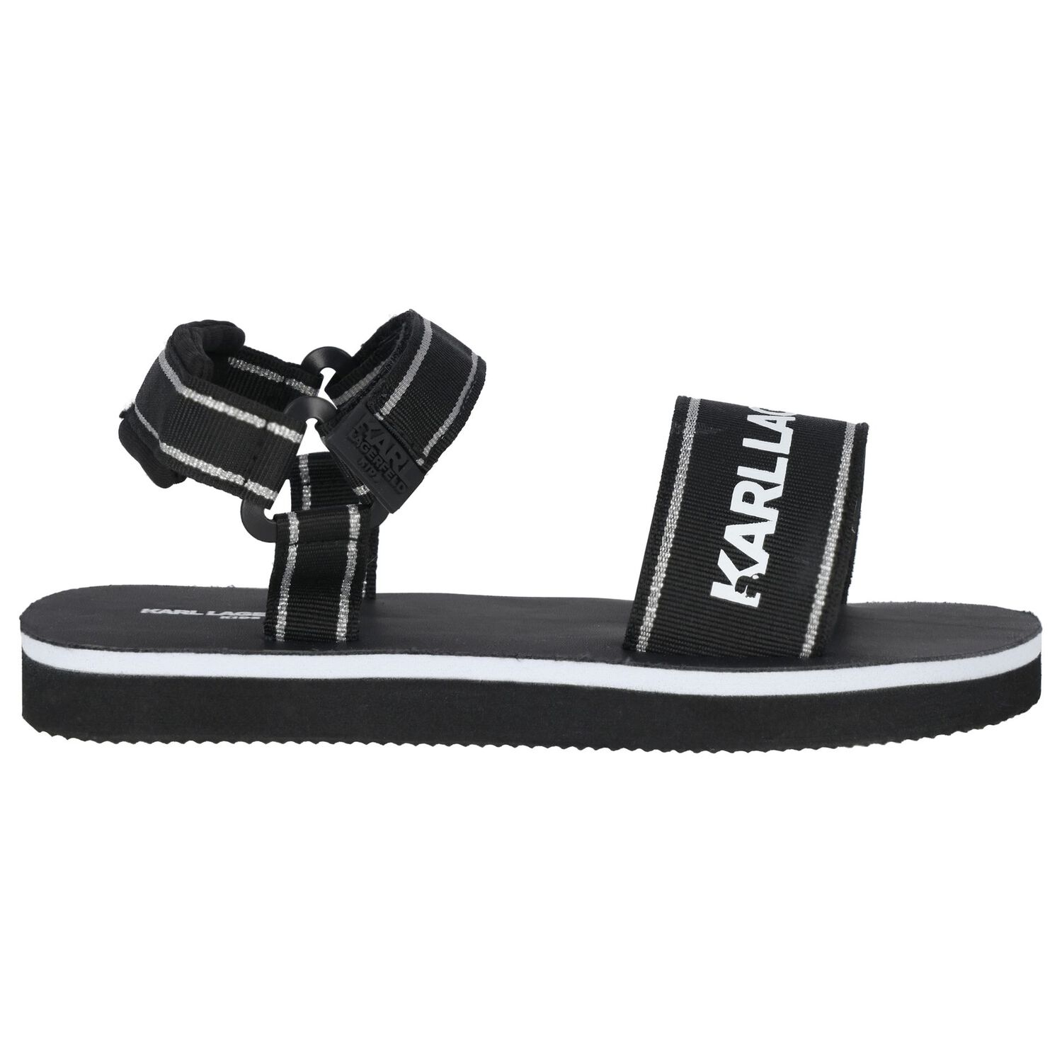 Girls Black & White Logo Sandals, 1, hi-res image number null