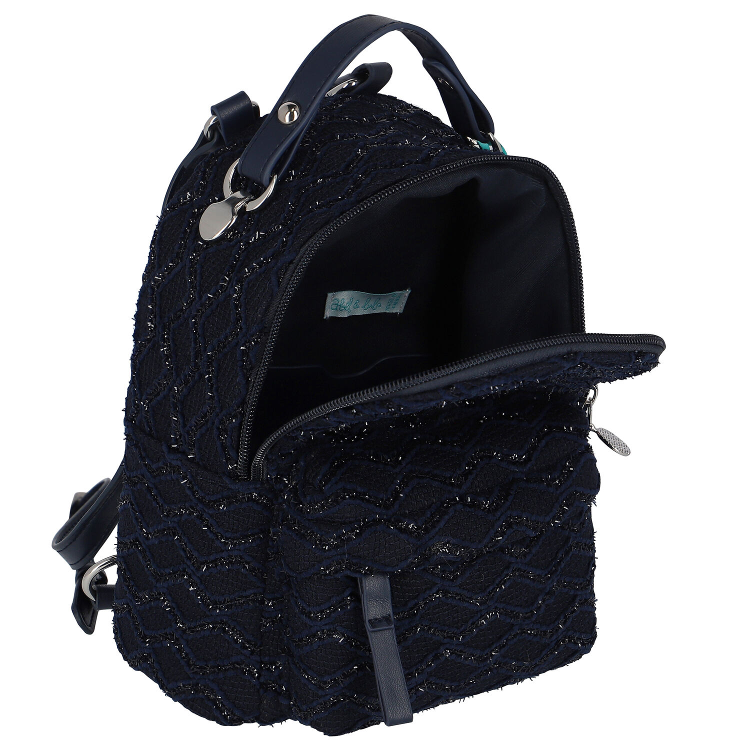 Girls Navy Logo Backpack, 1, hi-res
