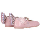 Girls Pink Butterfly Leather Shoes, 1, hi-res