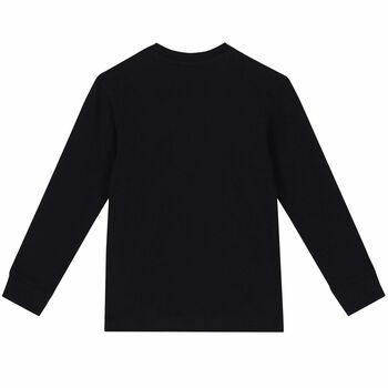 Boys Black Logo Long Sleeve Top