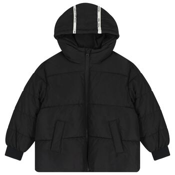 Boys Black Logo Puffer Jacket