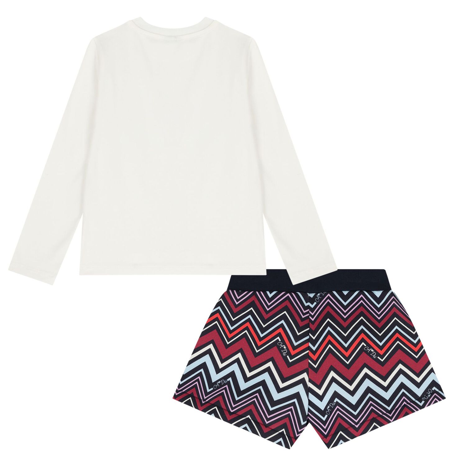 Girls Multi-Coloured Zig Zag Shorts Set, 1, hi-res
