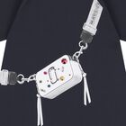 Girls Navy Blue Logo Bag Dress, 1, hi-res