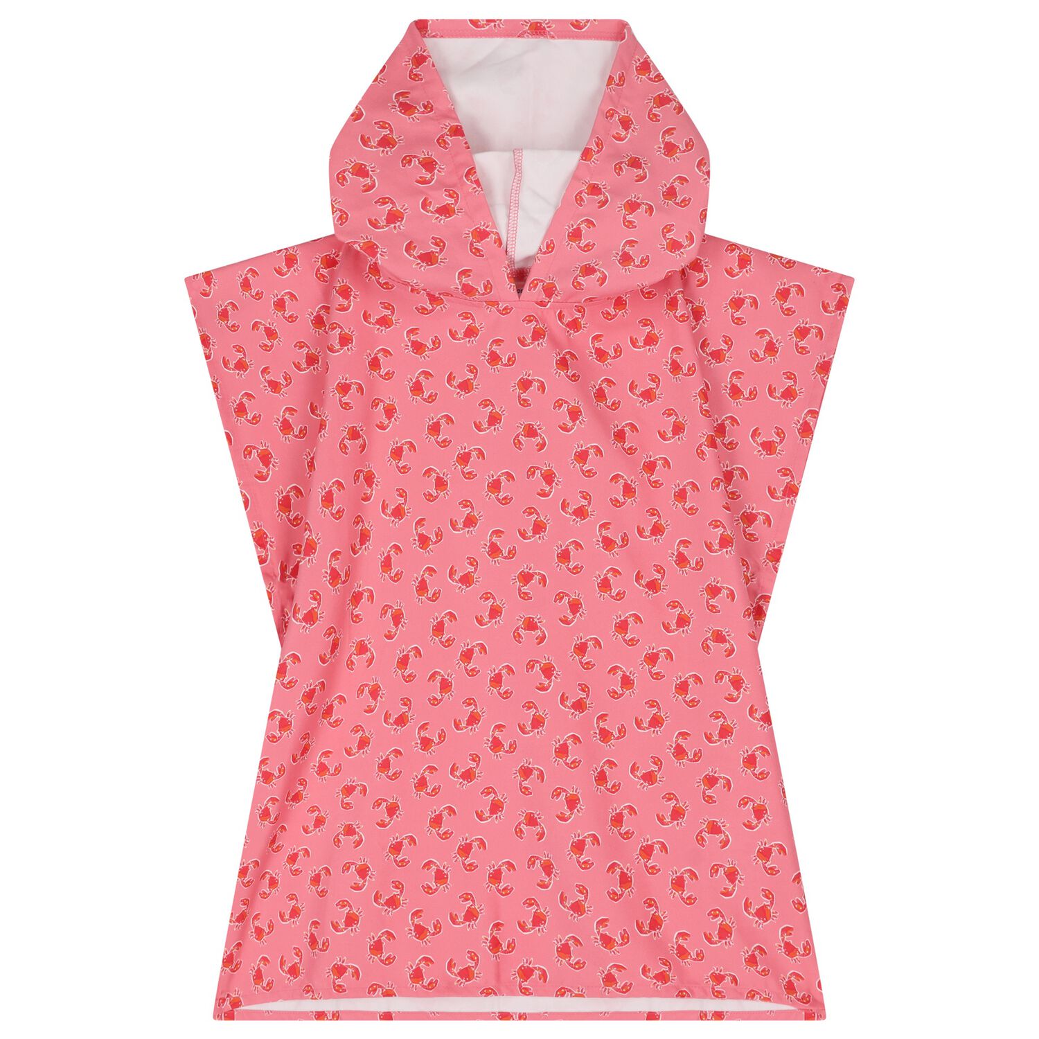 Girls Pink Crab Hooded Towel, 1, hi-res