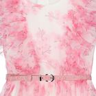 Girls White & Pink Floral Ruffled Dress, 1, hi-res