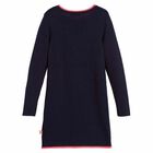 Girls Navy Blue Knitted Dress, 1, hi-res
