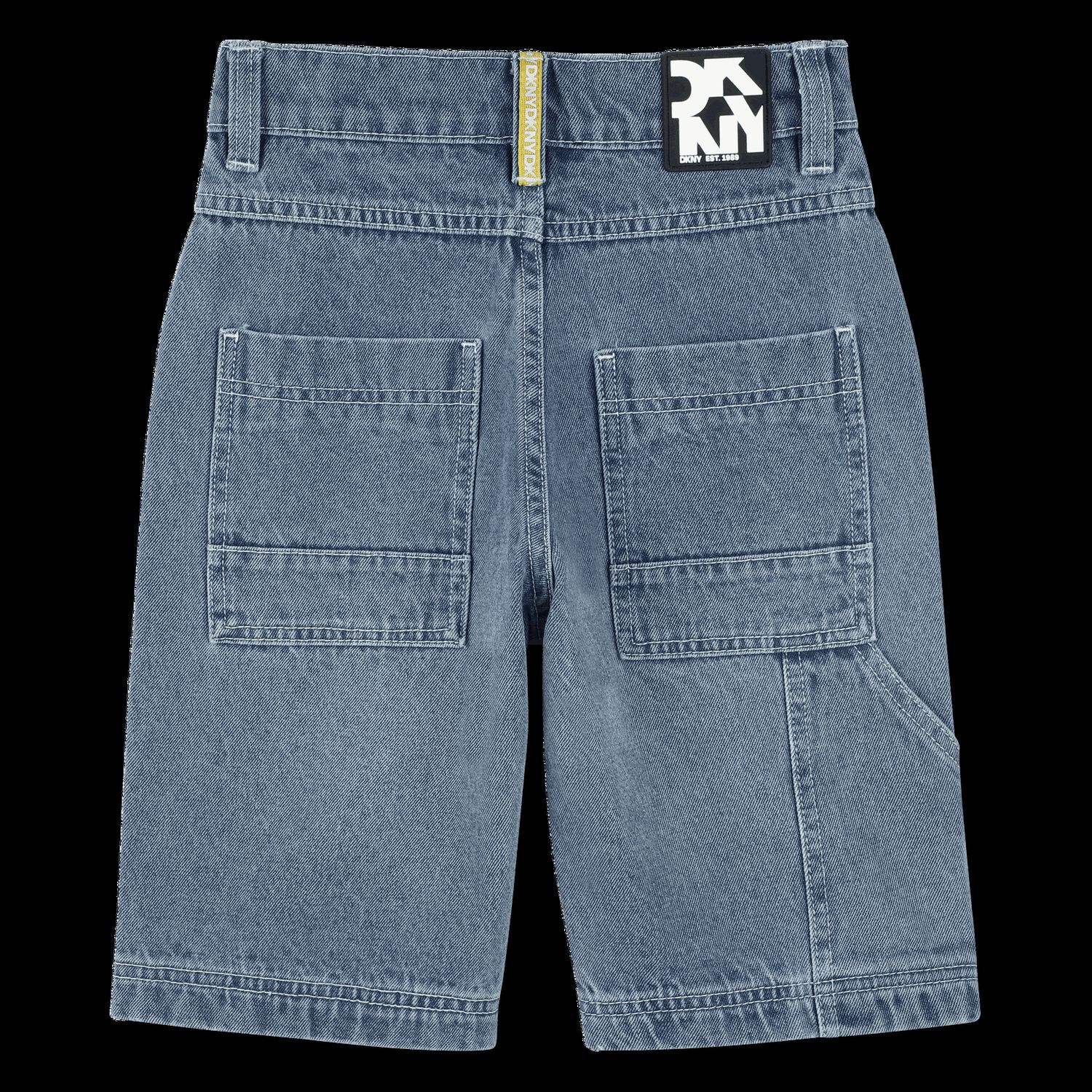Boys Blue Logo Denim Shorts, 1, hi-res