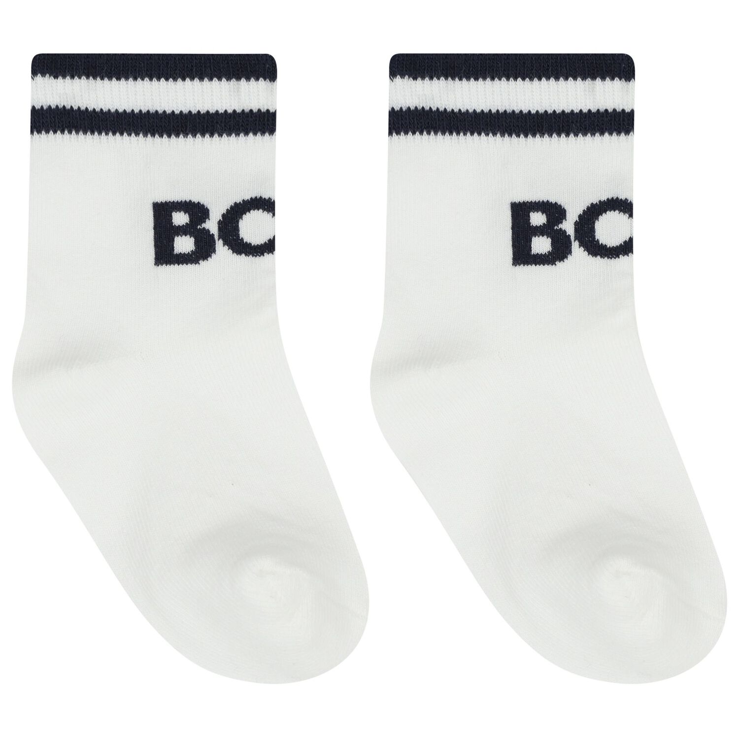 Baby Boys White & Blue Logo Socks ( 3-Pack ) , 2, hi-res