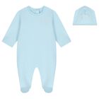 Baby Boys Blue Logo Babygrow Gift Set, 3, hi-res