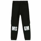 Boys Black Logo Trousers, 1, hi-res