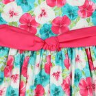 Girls Blue, Ivory & Pink Floral Satin Dress, 2, hi-res