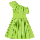 Girls Green Asymmetric Dress, 5, hi-res