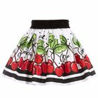 Girls White & Red Cherry Print Skirt, 1, hi-res