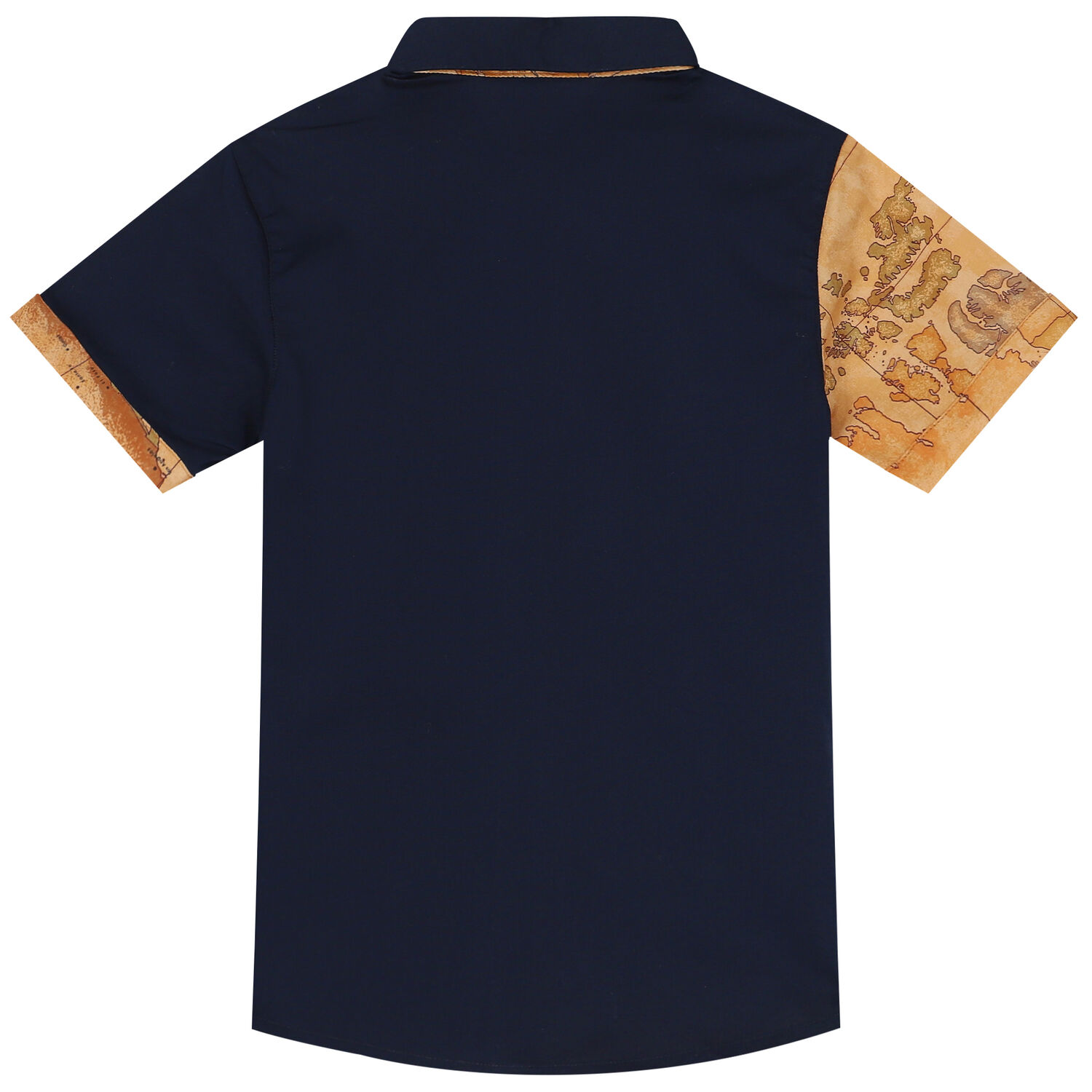 Boys Navy Blue & Beige Geo Map Shirt, 1, hi-res