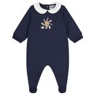 Navy Blue Teddy Bear Logo Babygrow Gift Set , 2, hi-res