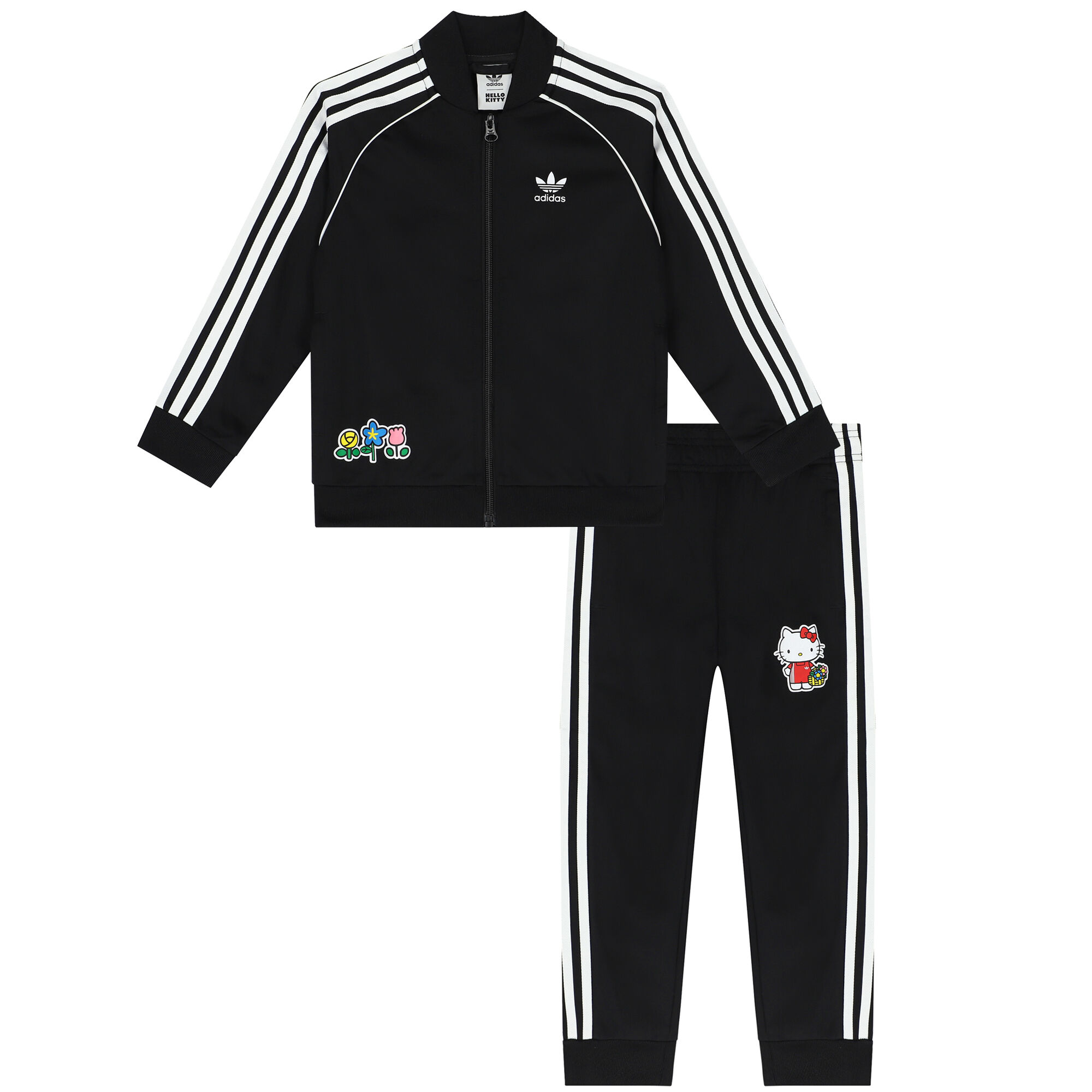 Adidas Kids Girls Black Hello Kitty Tracksuit Junior Couture UK