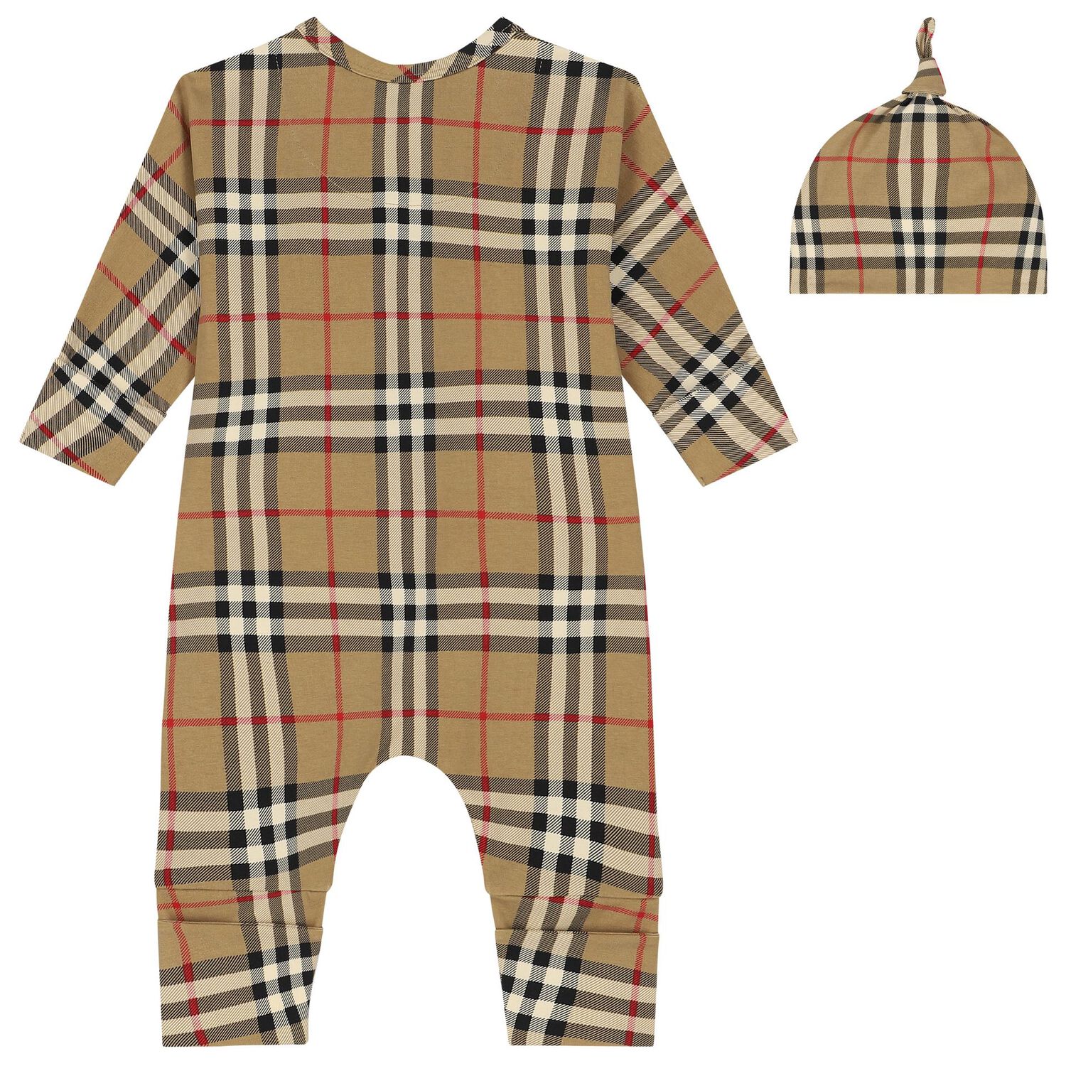 Beige Check Romper Gift Set, 1, hi-res