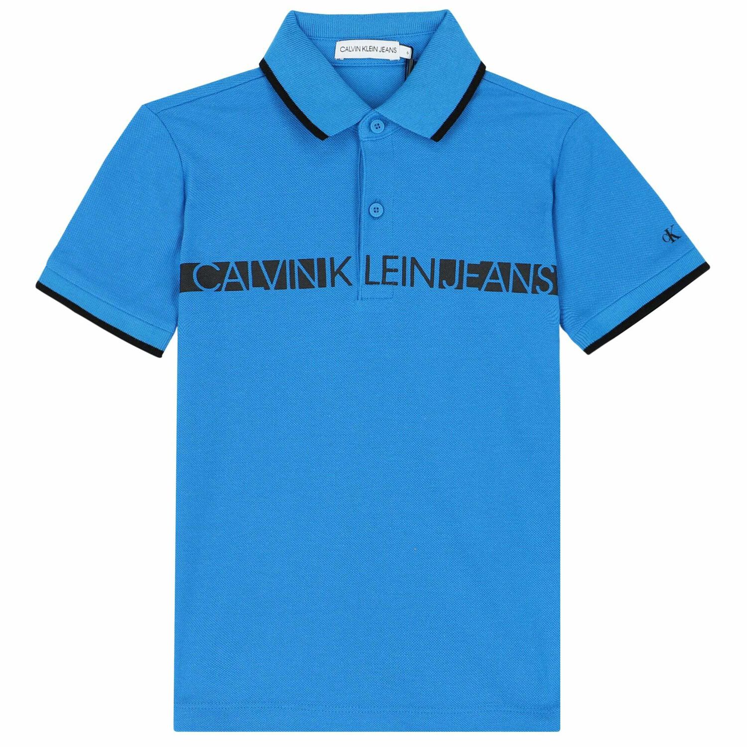 Boys Blue Logo Polo Shirt, 1, hi-res