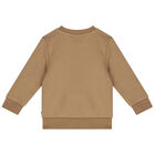 Younger Boys Beige Logo Sweatshirt, 1, hi-res