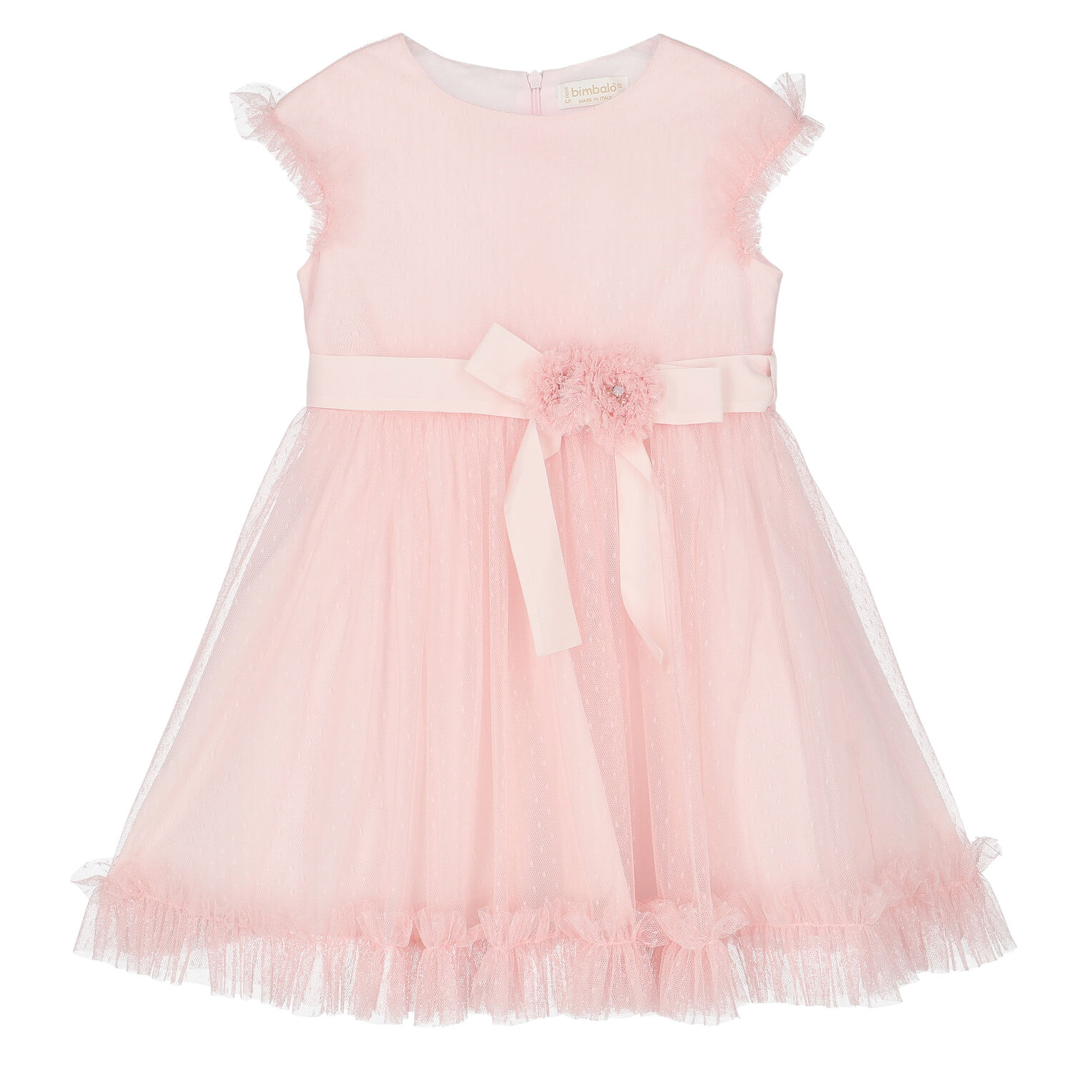 Younger Girls Pink Tulle Dress, 1, hi-res