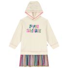 Girls Ivory Sequin Hooded Dress, 1, hi-res