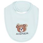 Baby Boys Blue Teddy Bear Logo Bib, 2, hi-res