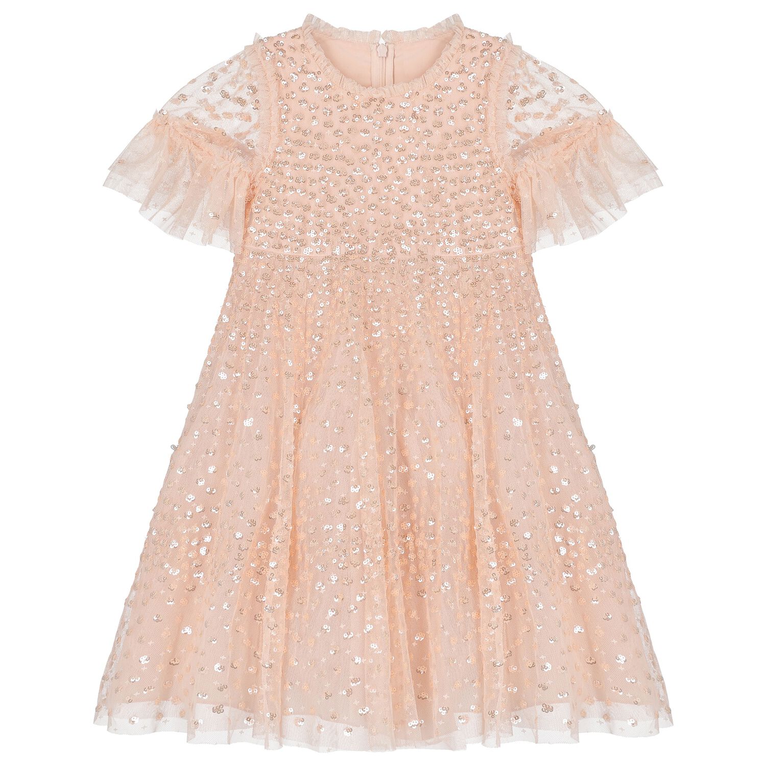 Girls Pink Sequin Tulle Dress, 1, hi-res image number null