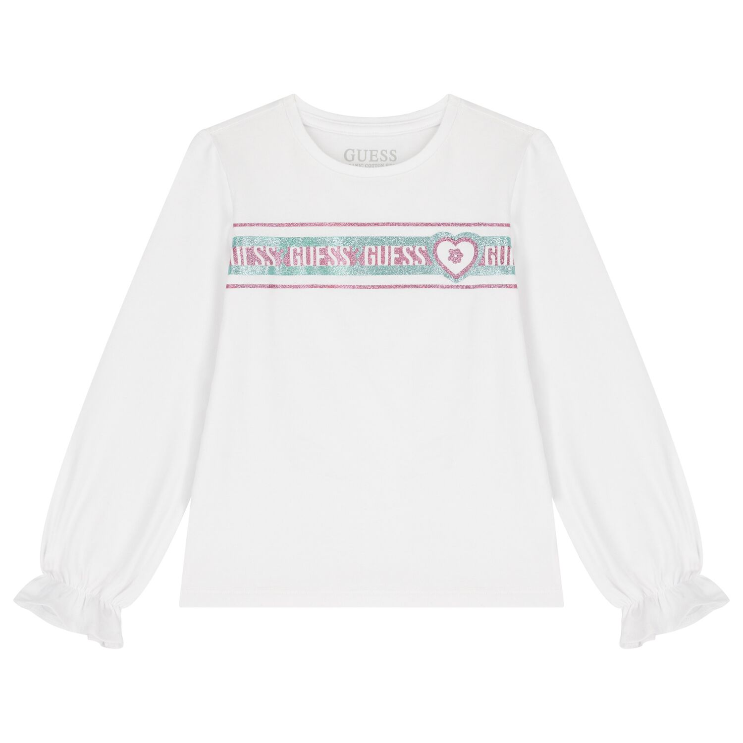 Girls White Logo Long Sleeve Top, 1, hi-res image number null