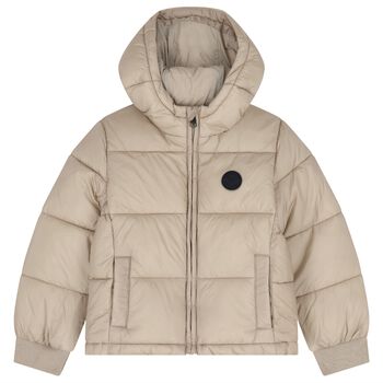 Boys Beige Quilted Puffer Jacket