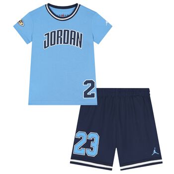 Boys Blue & Navy Jordan Logo Shorts Set