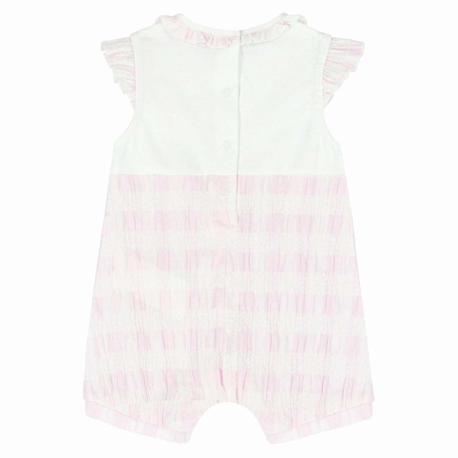 Baby Girls Pink & White Embroidered Romper, 1, hi-res image number null