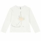 Girls Ivory Ballerina Long Sleeve Top, 1, hi-res