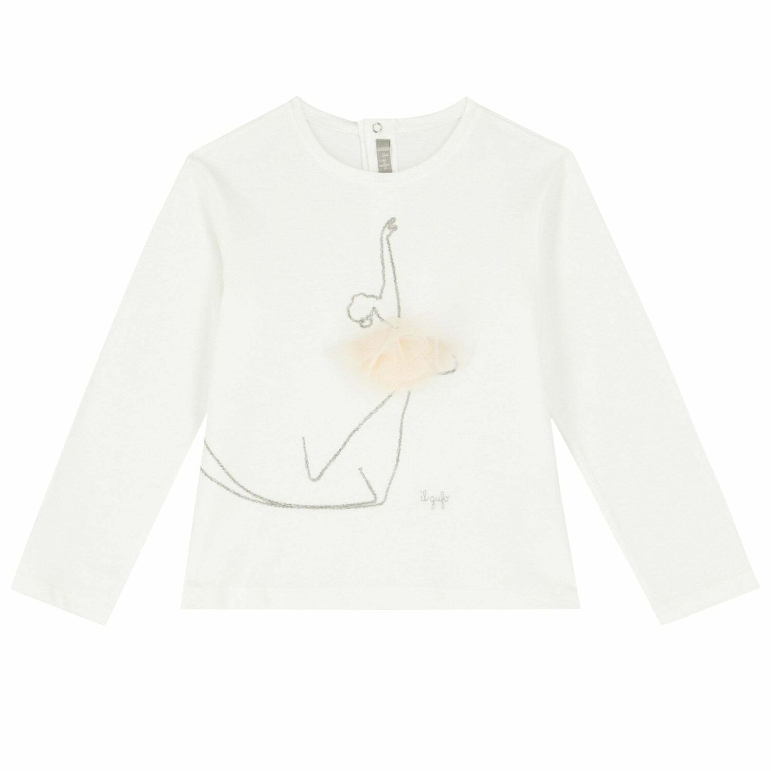 Girls Ivory Ballerina Long Sleeve Top, 1, hi-res
