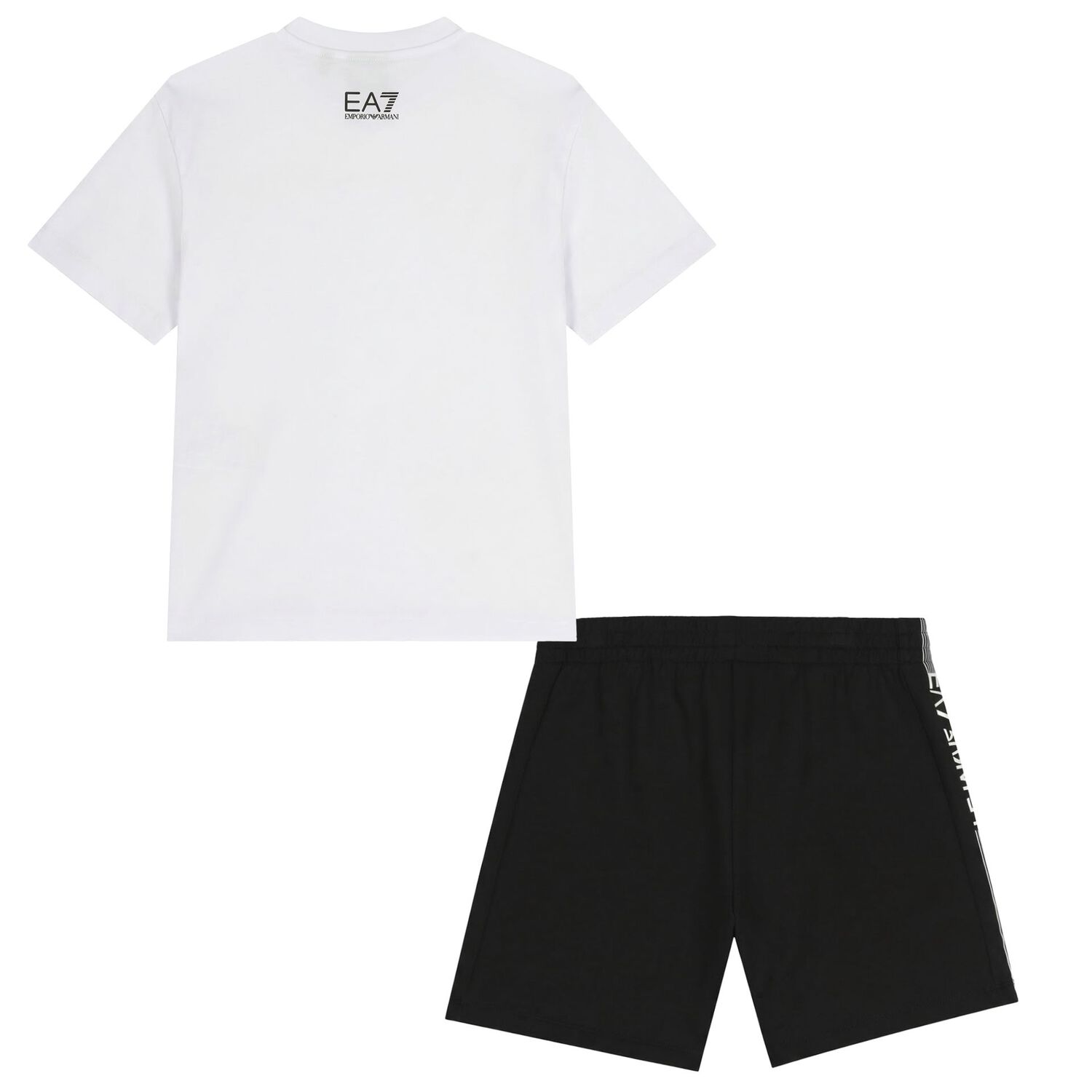 Boys White & Black Logo Shorts Set, 1, hi-res