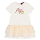 Younger Girls Ivory Hearts Dress, 1, hi-res