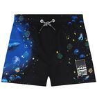 Boys Blue & Black Swim Shorts, 2, hi-res