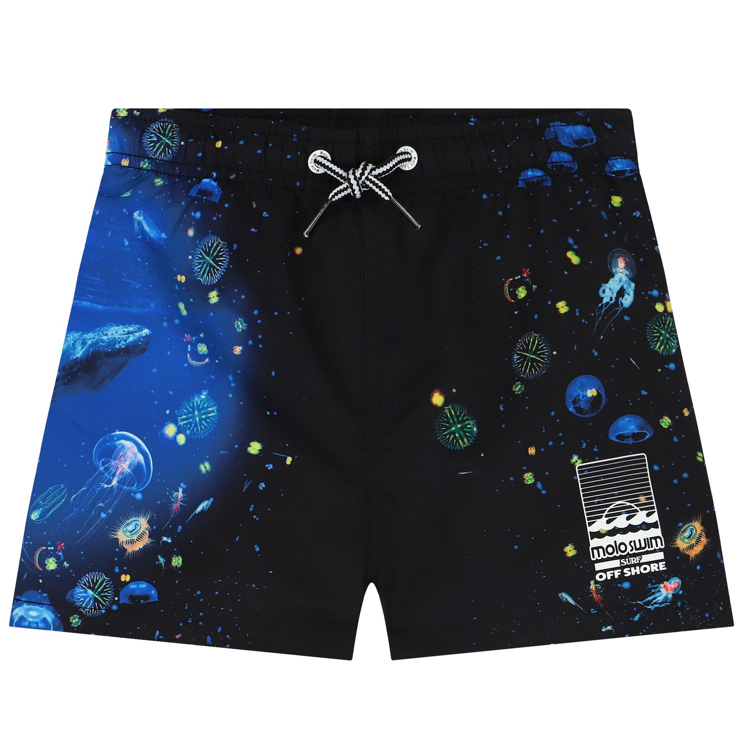 Boys Blue & Black Swim Shorts, 2, hi-res
