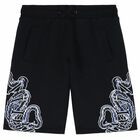 Boys Black Printed Shorts, 1, hi-res