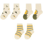 Younger Boys Ivory DInosaur Socks (3 Pack), 1, hi-res