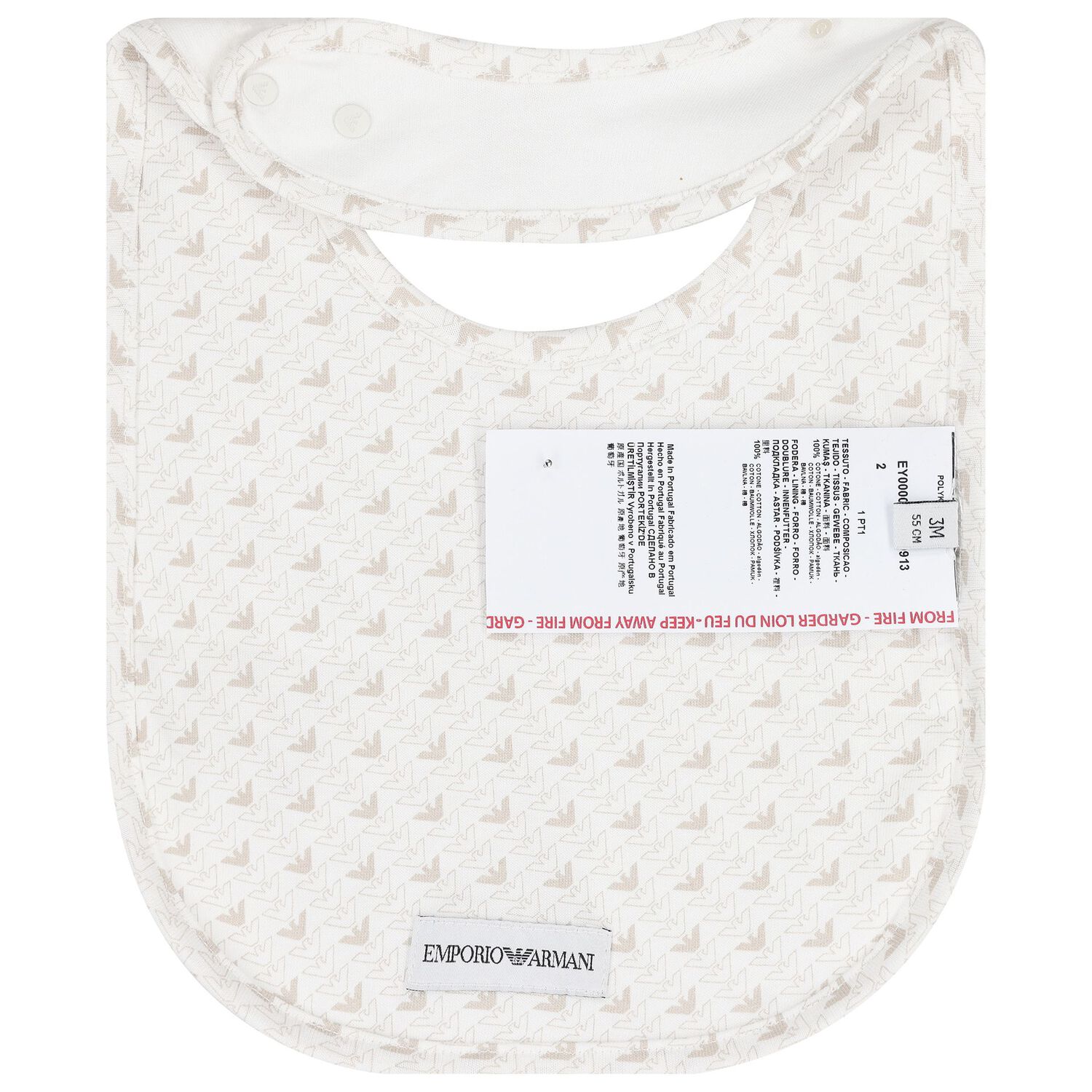 White & Beige Logo Babygrow Set, 1, hi-res