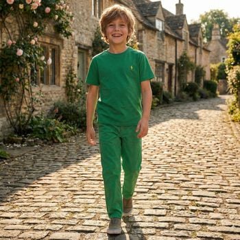 Boys Green Logo Jeans