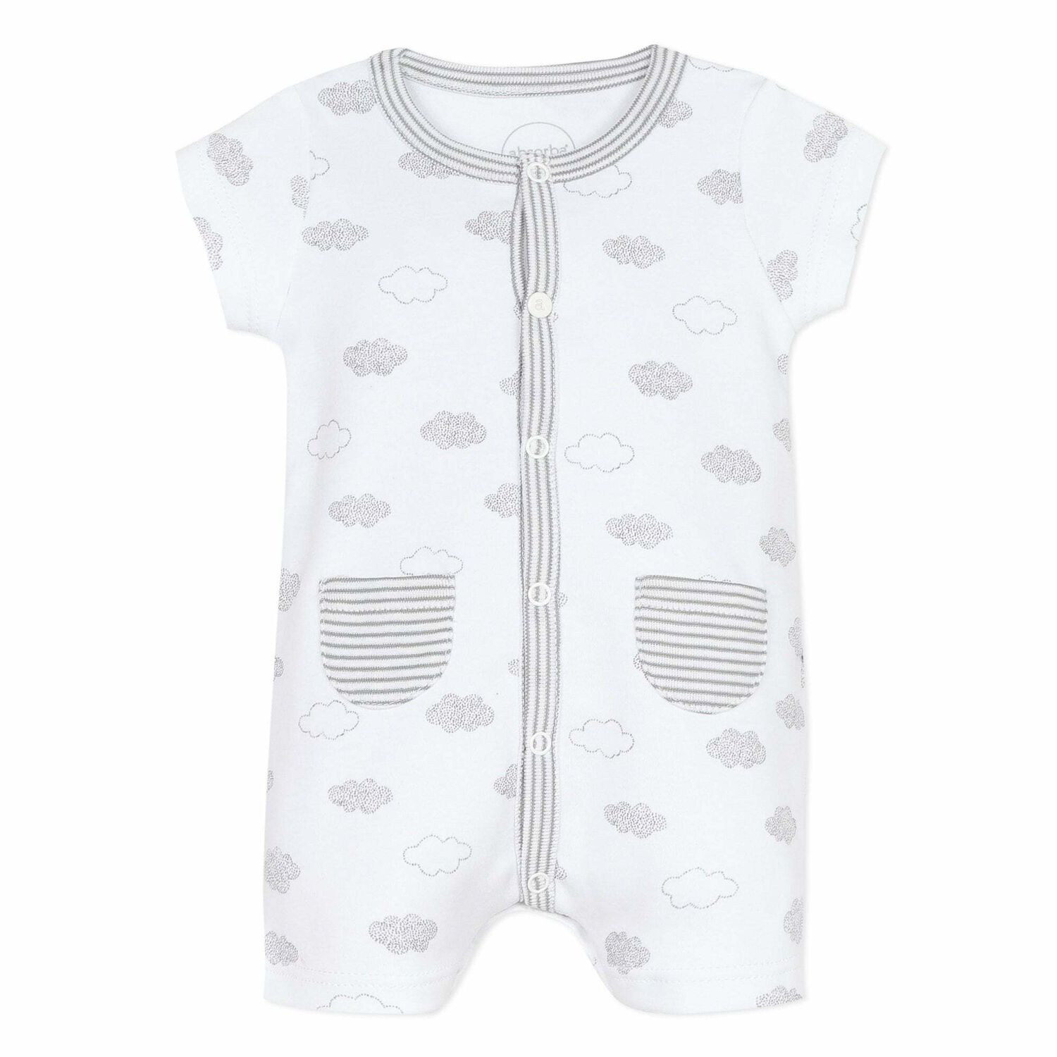 Baby Boys White & Grey Cloud Shortie, 1, hi-res