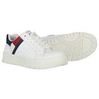 Boys White Logo Trainers, 1, hi-res