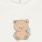 Baby Girls White & Beige Teddy Bear Skirt Set, 2, hi-res