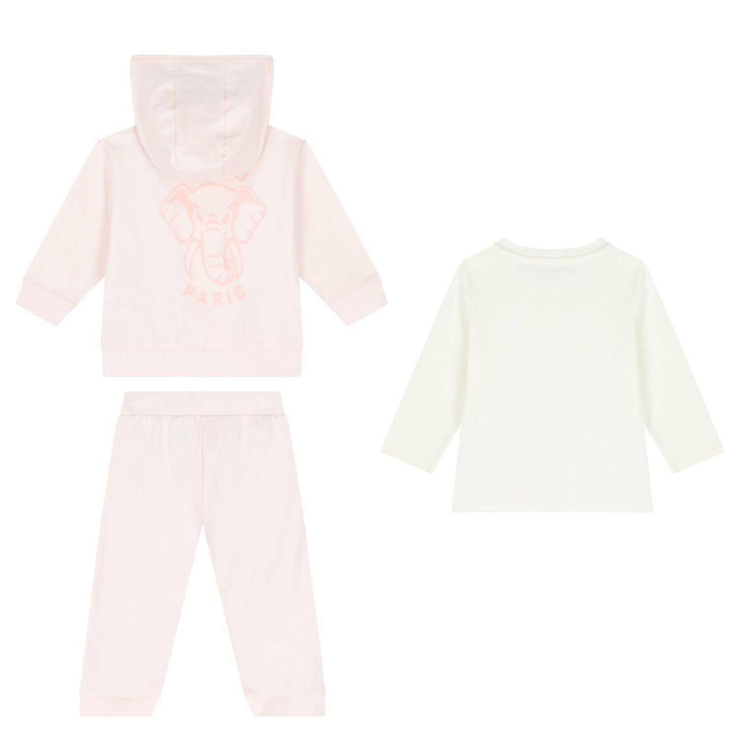 Girls Pink Elephant Baby Tracksuit Set, 1, hi-res