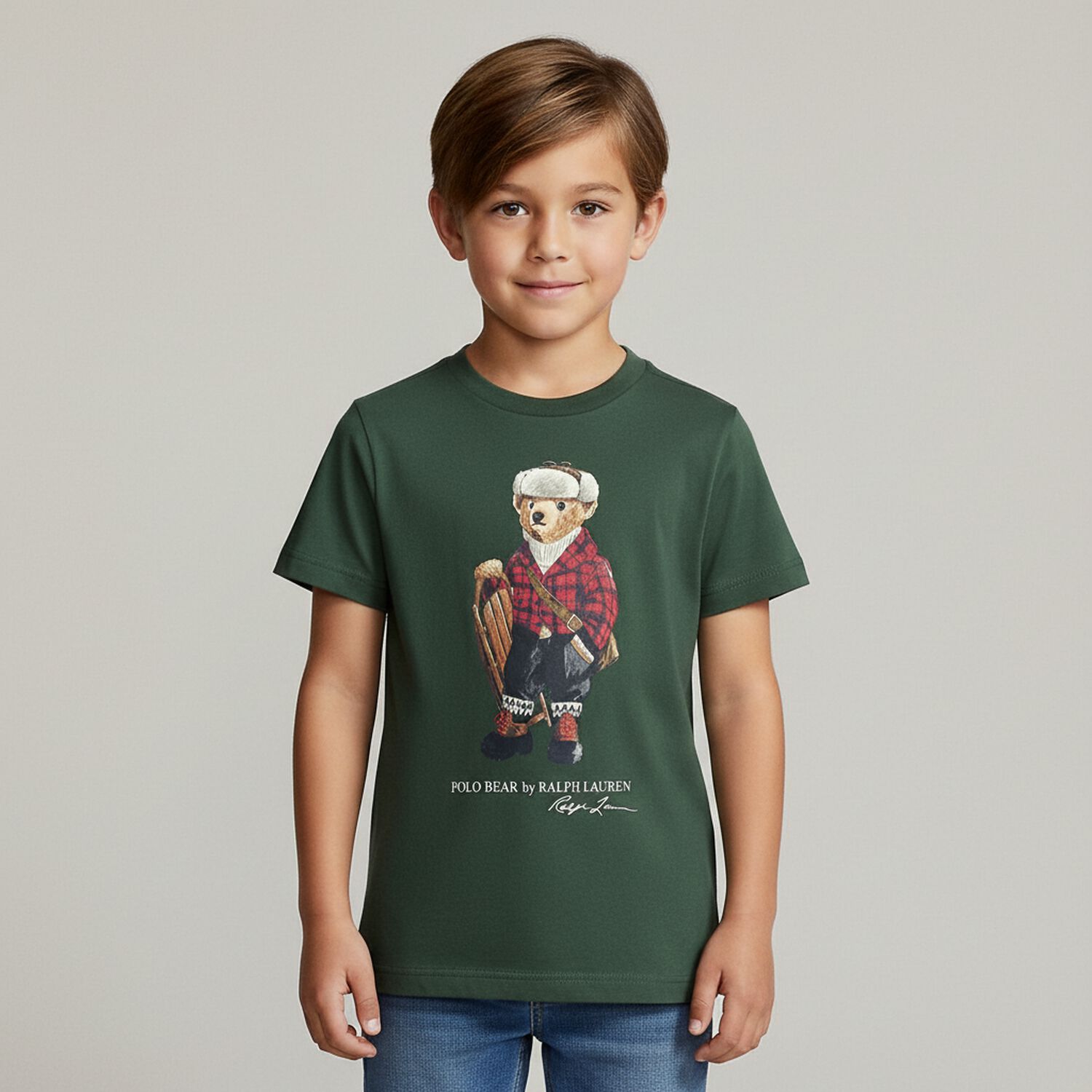 Boys Green Polo Bear T-Shirt, 1, hi-res