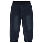 Baby Boys Blue & Navy Logo Trousers Set, 1, hi-res