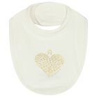 Baby Girls Ivory Heart Logo Bib, 1, hi-res