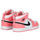 Girls Neon Pink & White Air Jordan 1 Mid Trainers, 7, hi-res