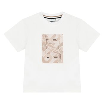 Younger Boys White Logo T-Shirt